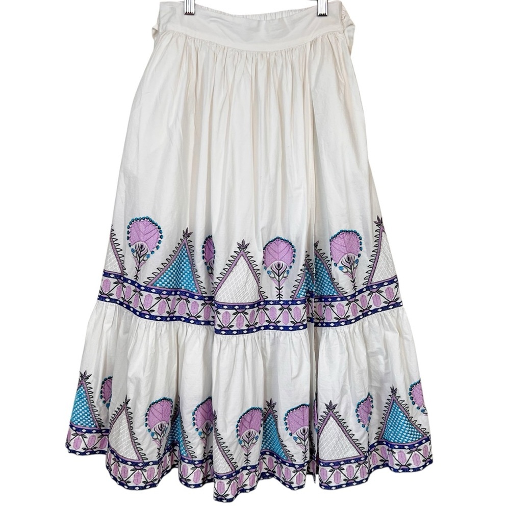 ANTHROPOLOGIE MAGDA EMBROIDERED MIDI SKIRT